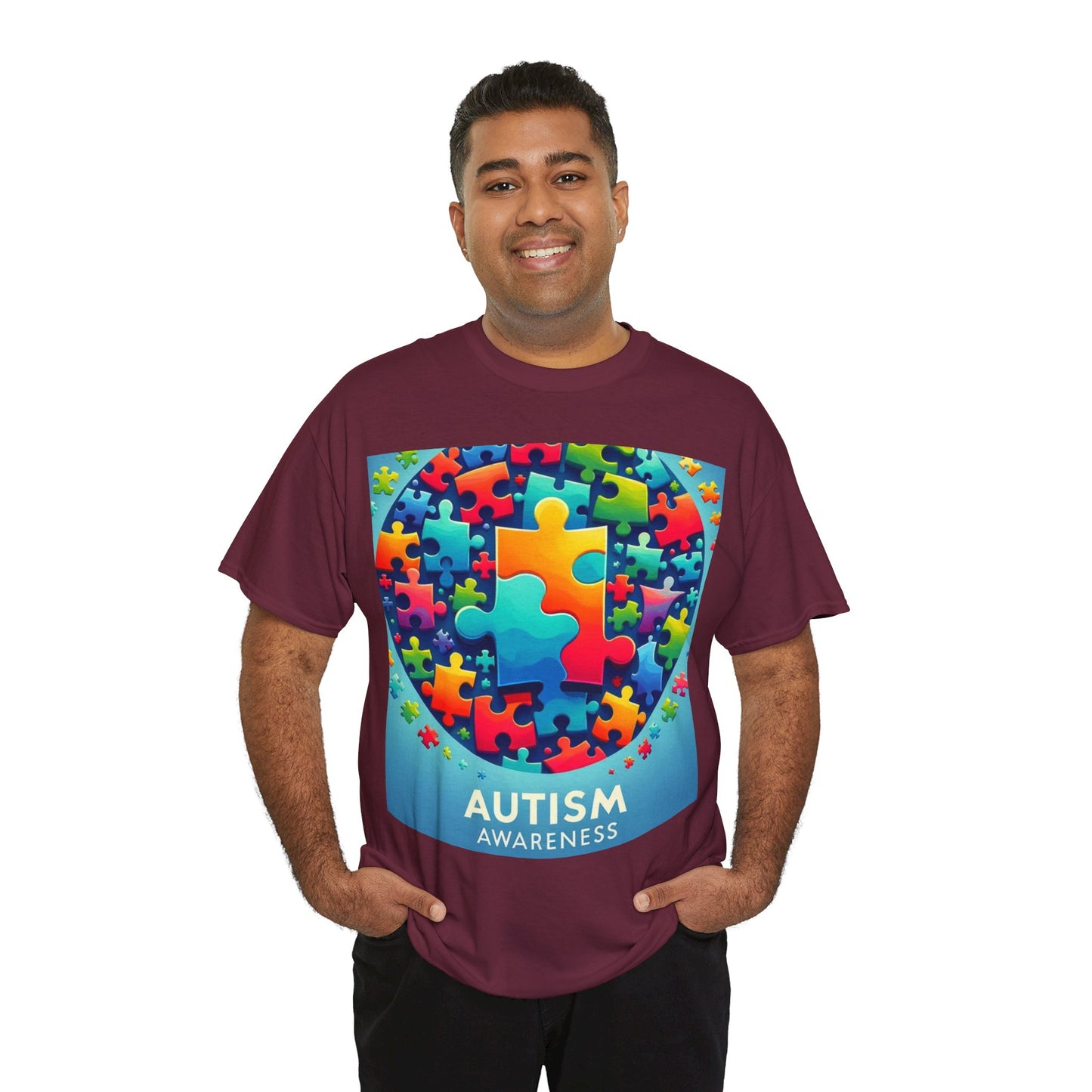 Puzzle Circle Autism Awareness Unisex Heavy Cotton Tee