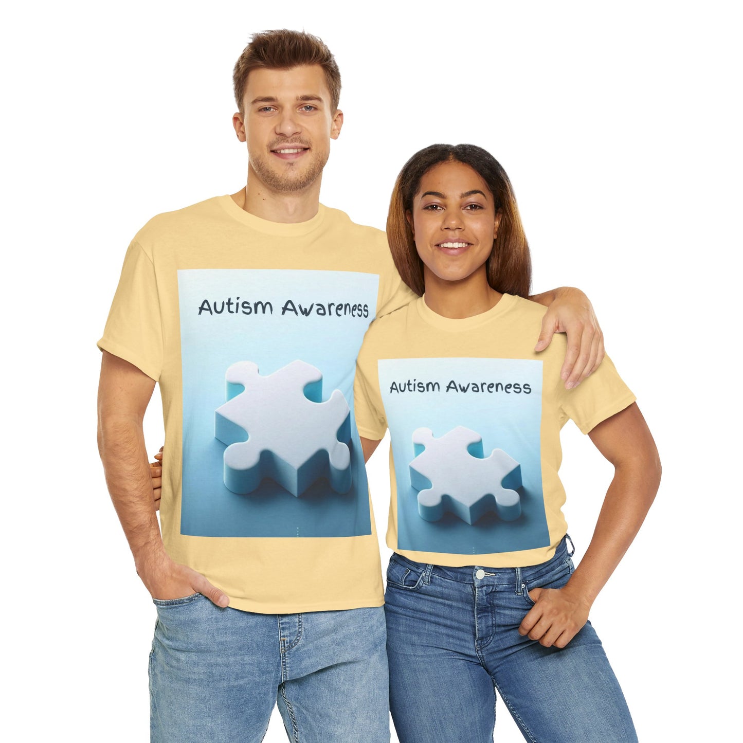 Autism Awareness Puzzle Piece Unisex Heavy Cotton Tee