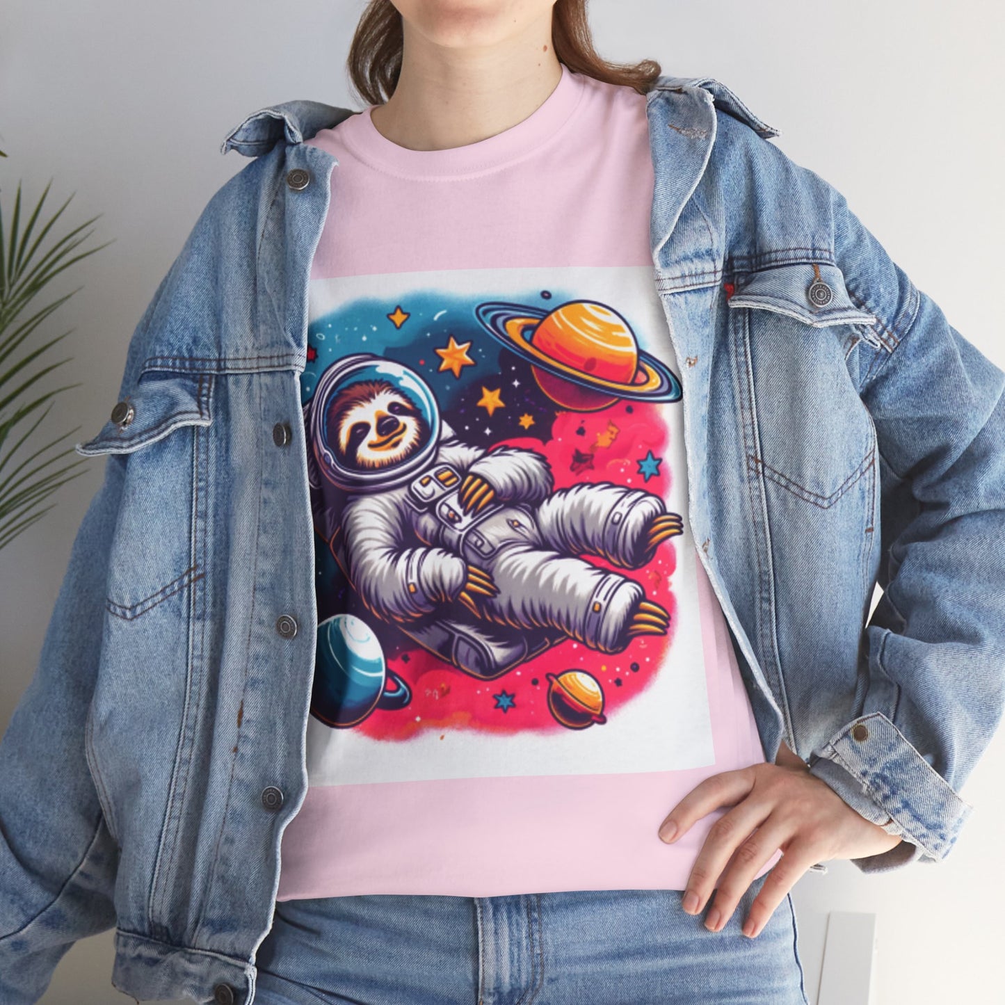 Sloth In Space Unisex Heavy Cotton Tee