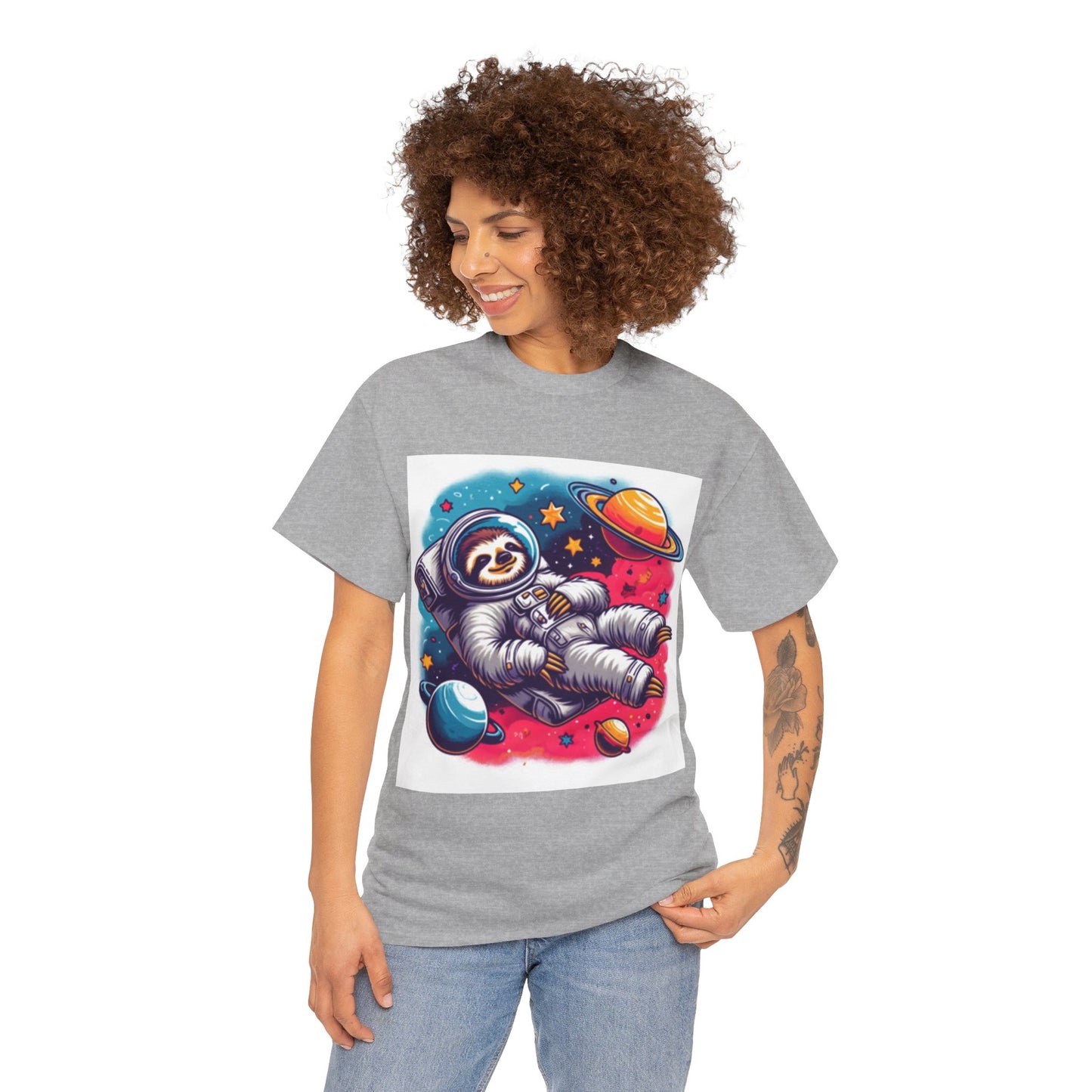 Sloth In Space Unisex Heavy Cotton Tee