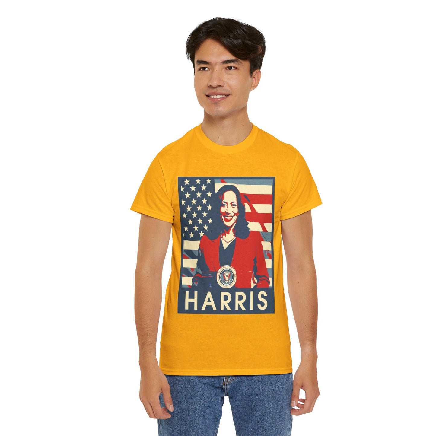 Kamala Harris American Flag Unisex Heavy Cotton Tee