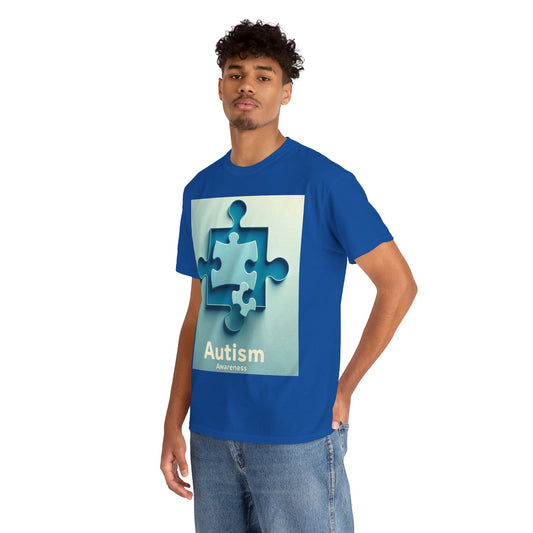 3D Puzzle Piece Autism Awareness Unisex Heavy Cotton Tee