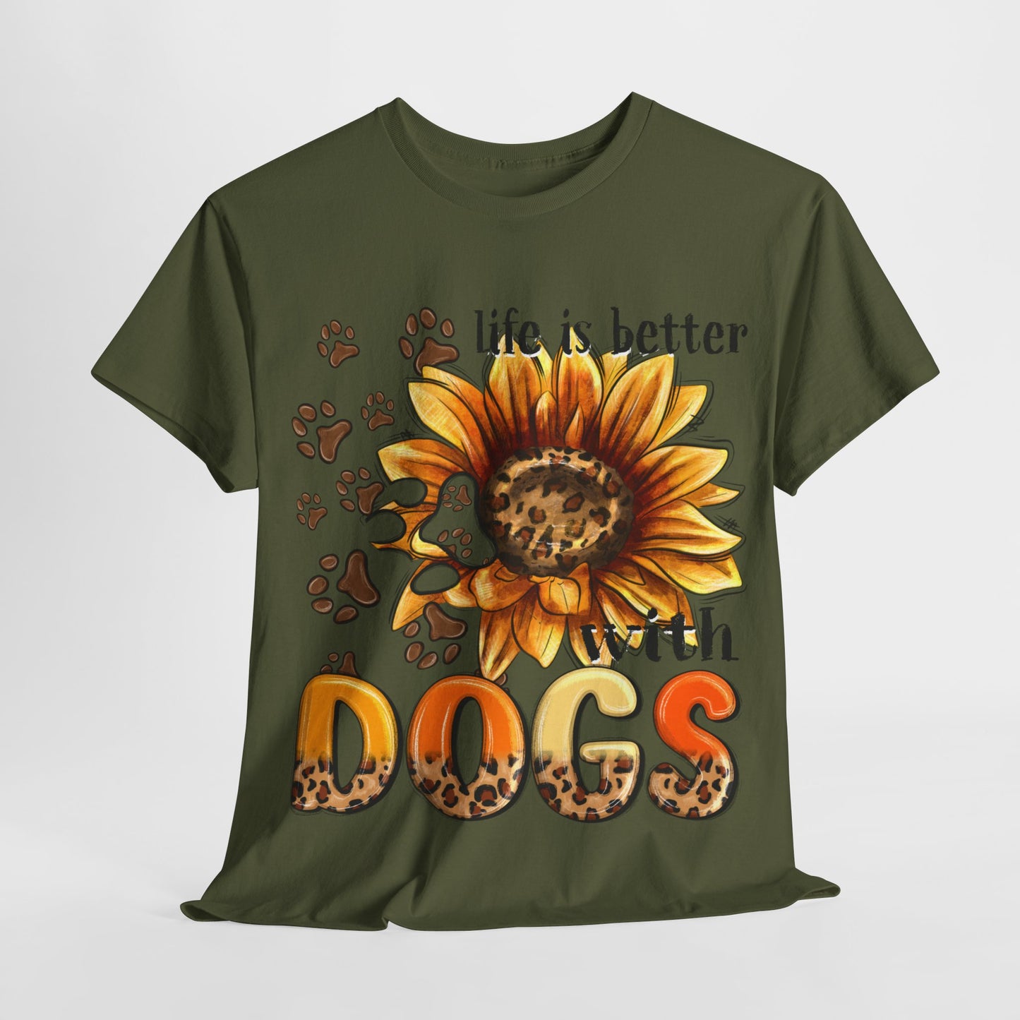 Life Is Better With Dogs Unisex Heavy Cotton Tee