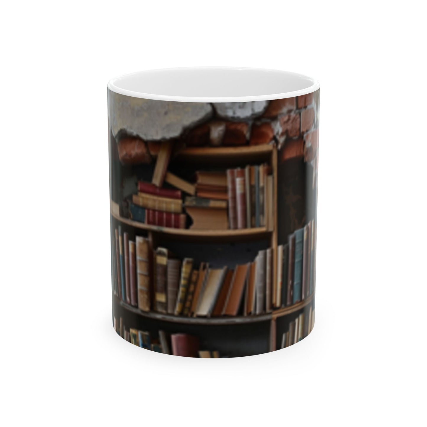 Bookshelf in Wall Ceramic Mug, (11oz, 15oz)