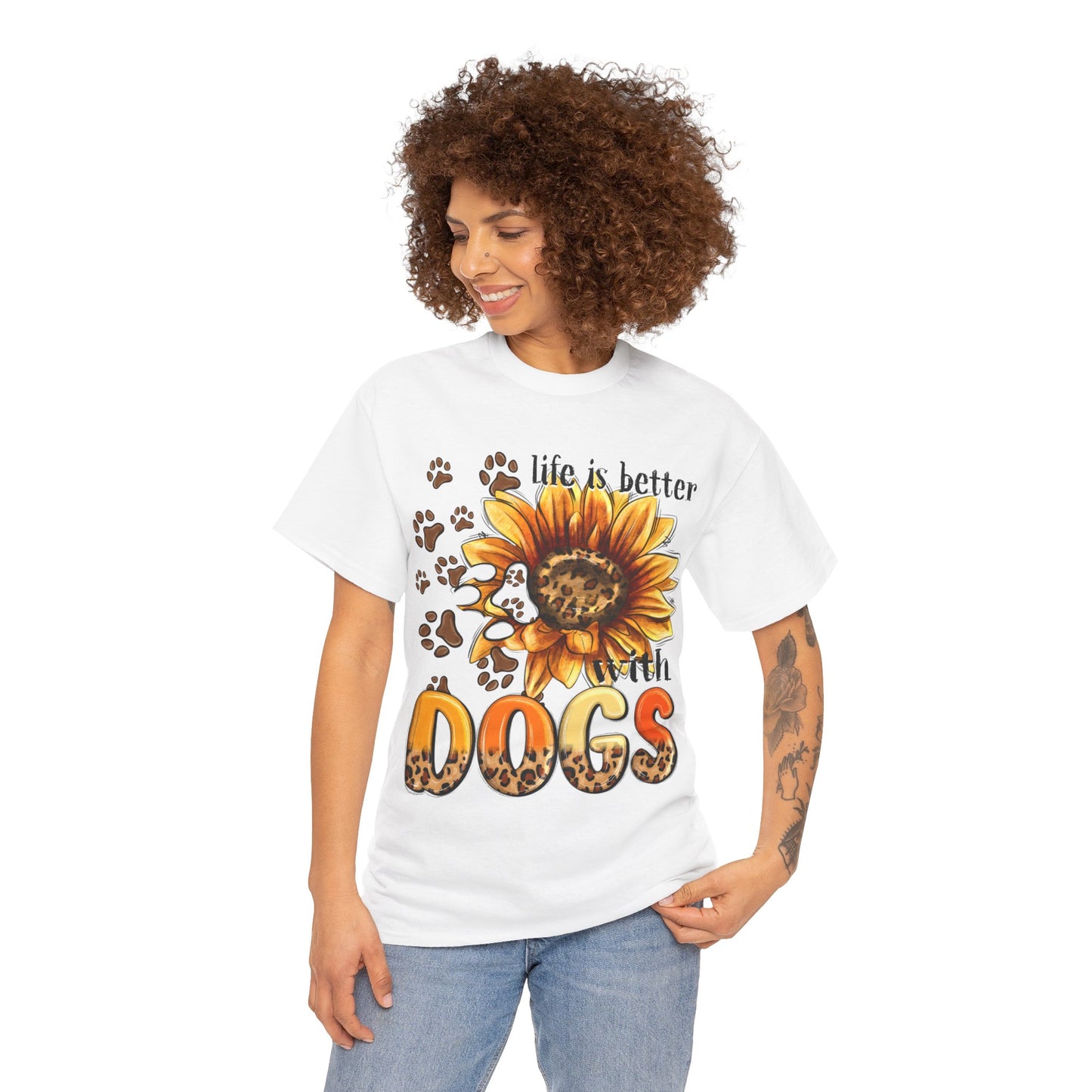 Life Is Better With Dogs Unisex Heavy Cotton Tee