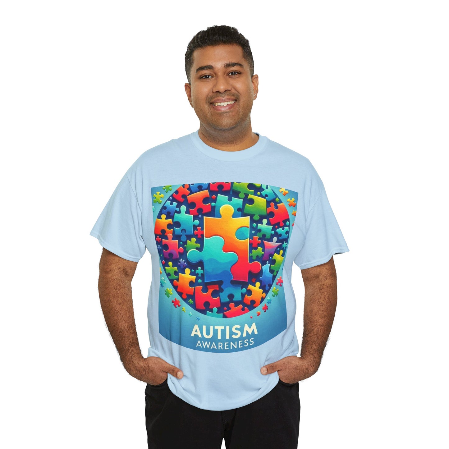 Puzzle Circle Autism Awareness Unisex Heavy Cotton Tee