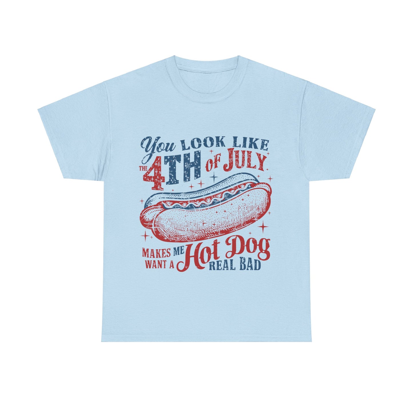 4th of July Hotdog Unisex Heavy Cotton Tee