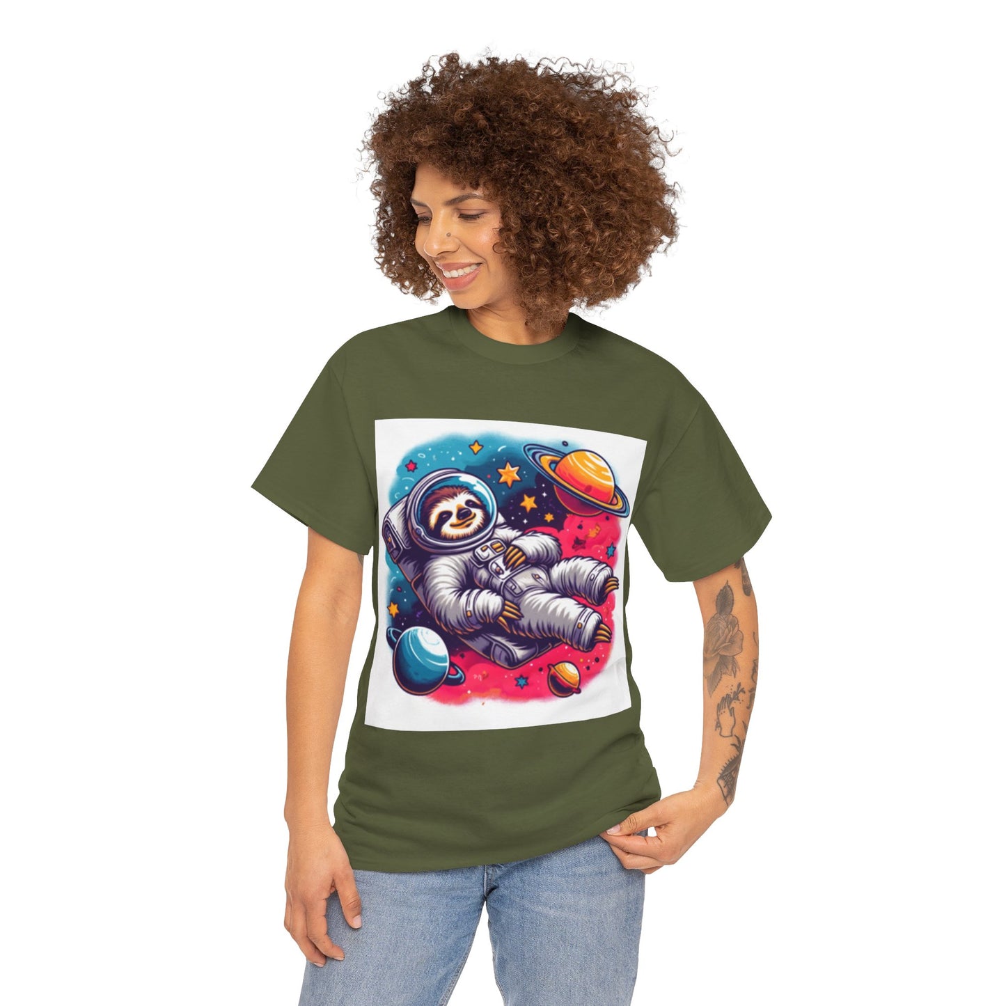 Sloth In Space Unisex Heavy Cotton Tee