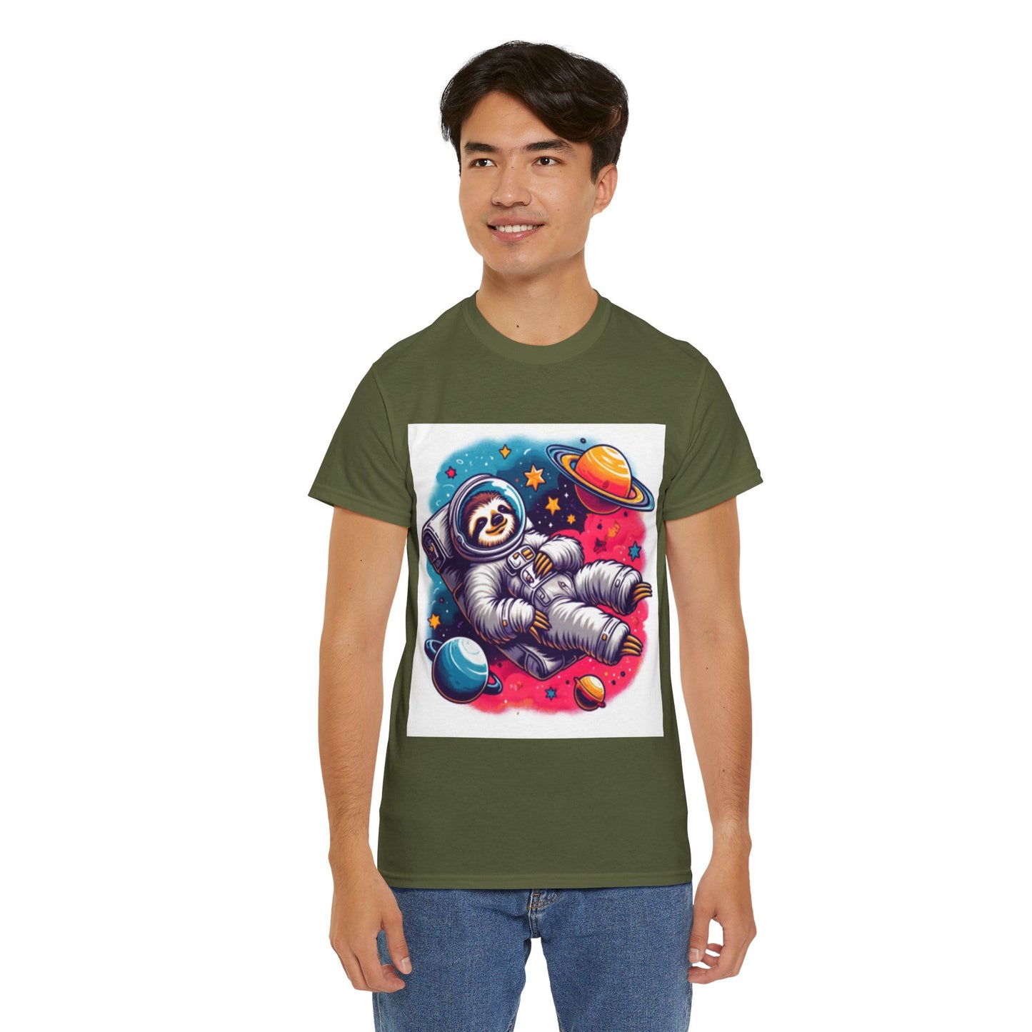 Sloth In Space Unisex Heavy Cotton Tee