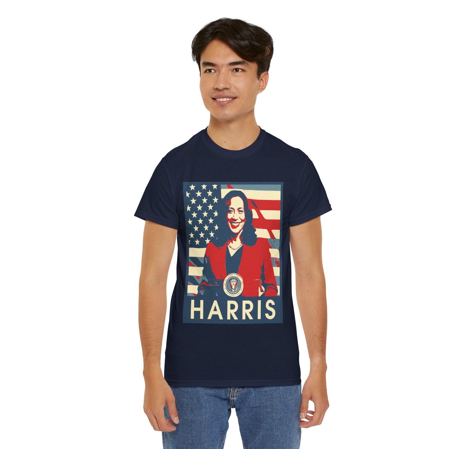 Kamala Harris American Flag Unisex Heavy Cotton Tee