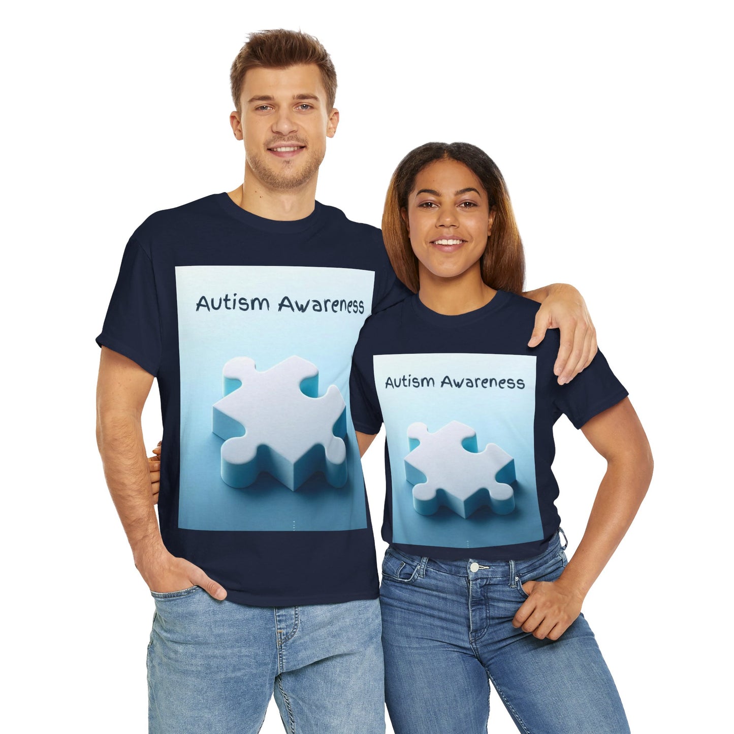 Autism Awareness Puzzle Piece Unisex Heavy Cotton Tee