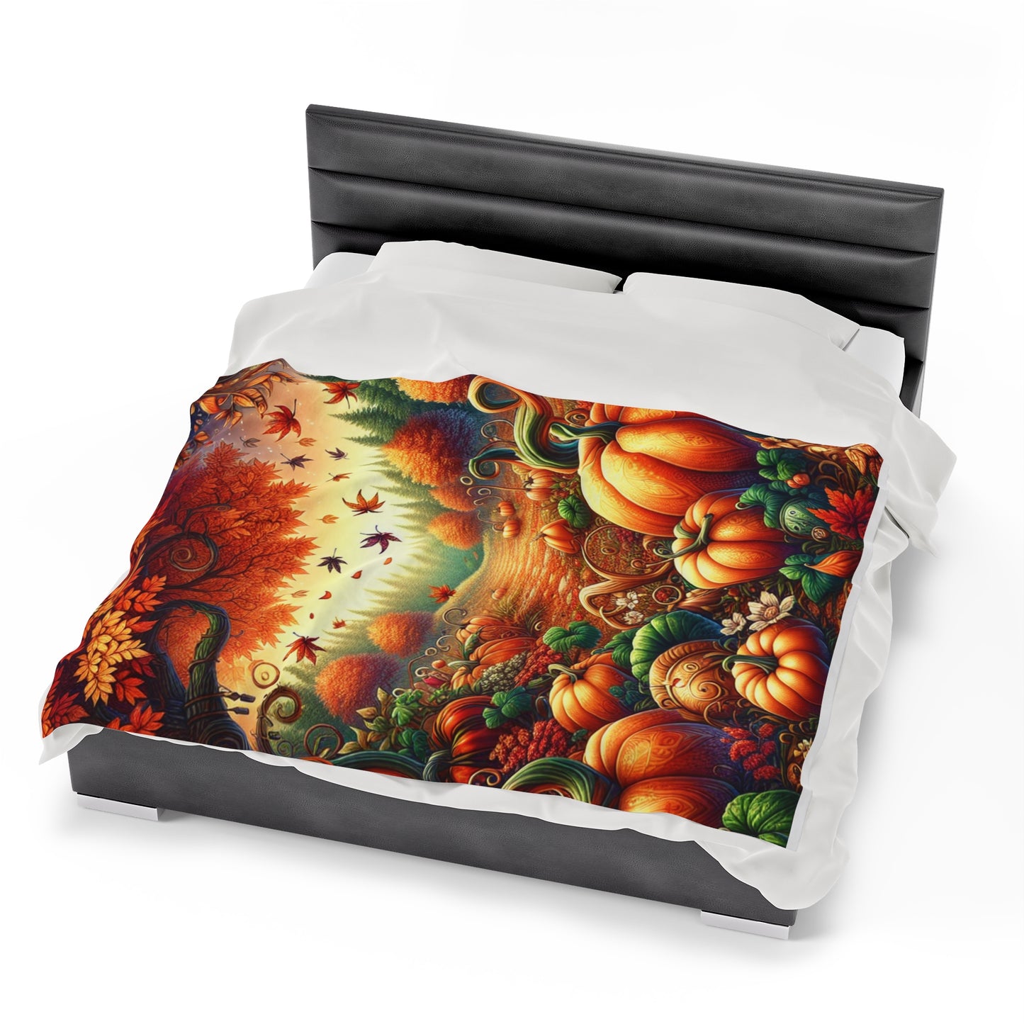 Autumn Scene Velveteen Plush Blanket, Ultra-Soft, Customizable, and Cozy for Home or Gifts