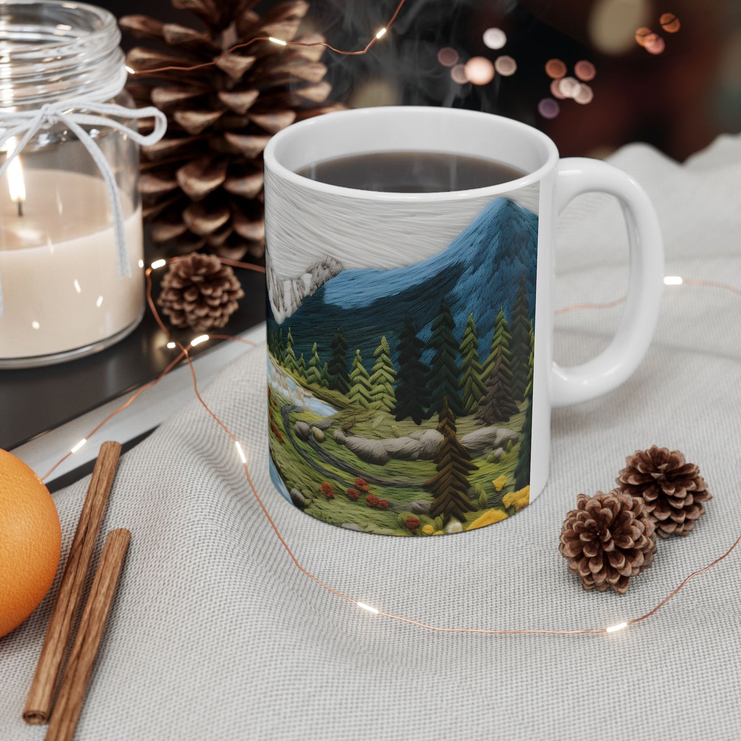 Mountain Stream Ceramic Mug, (11oz, 15oz)