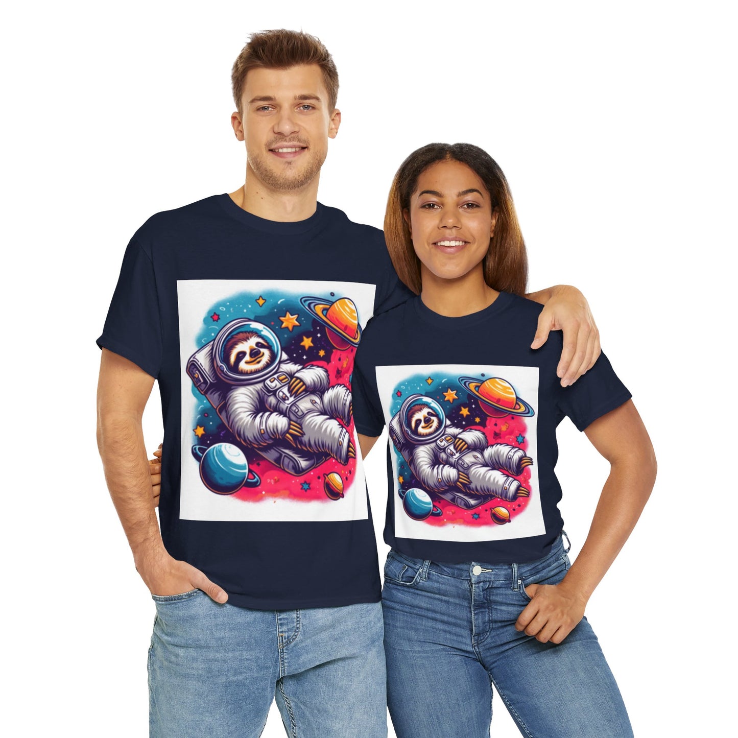 Sloth In Space Unisex Heavy Cotton Tee