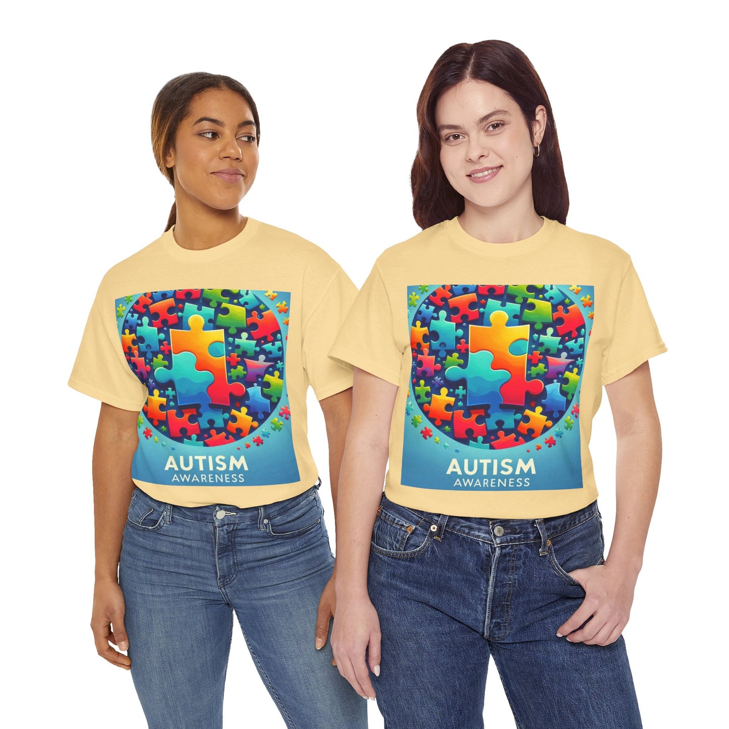 Puzzle Circle Autism Awareness Unisex Heavy Cotton Tee