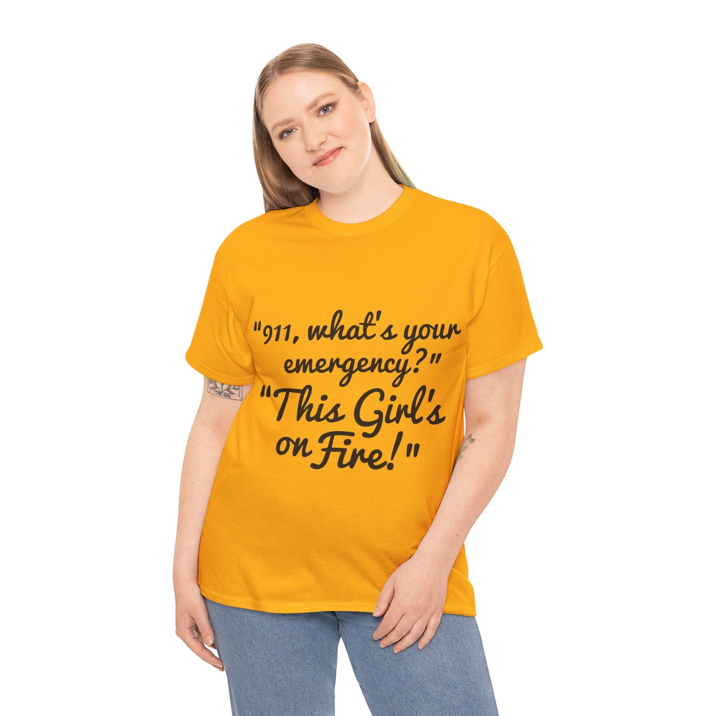 This Girl's On Fire Unisex Heavy Cotton Tee