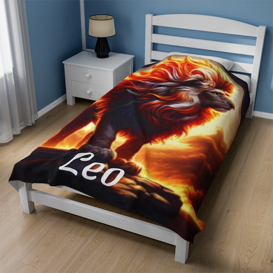 Leo Zodiac Sign Velveteen Plush Blanket