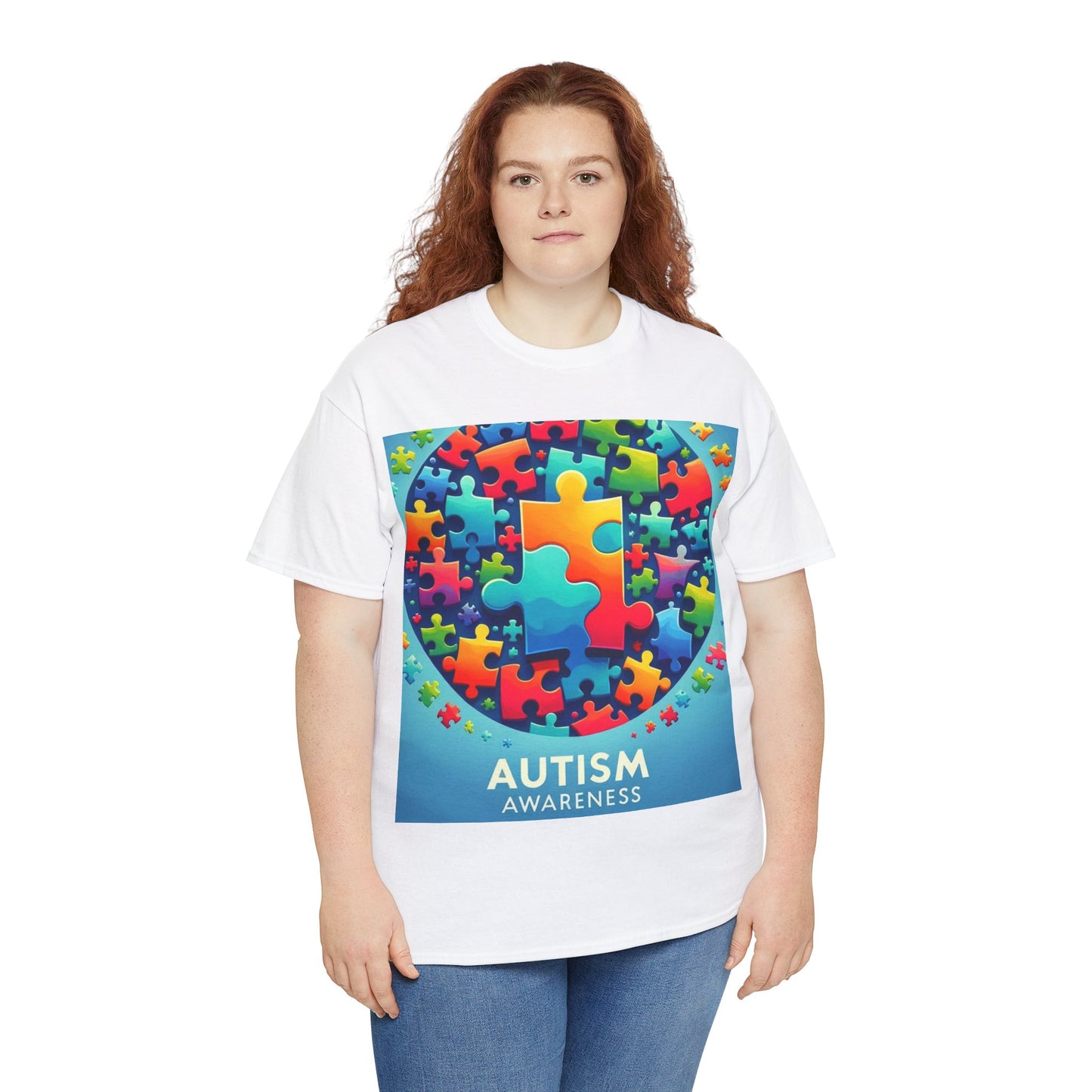 Puzzle Circle Autism Awareness Unisex Heavy Cotton Tee