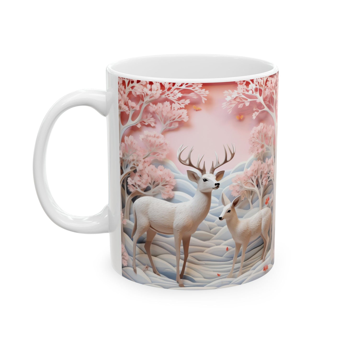 Coquette Deer Ceramic Mug, (11oz, 15oz)