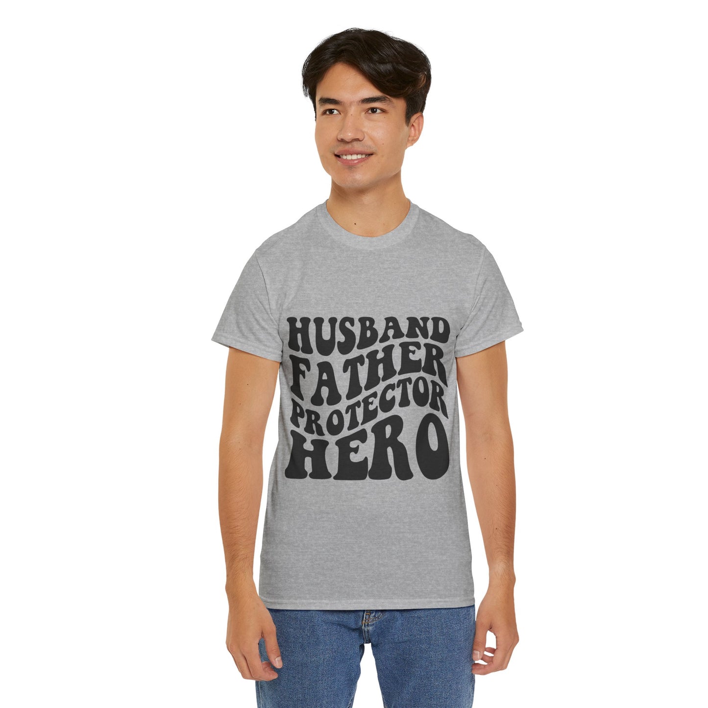 Husband Father Protector Hero Unisex Heavy Cotton Tee