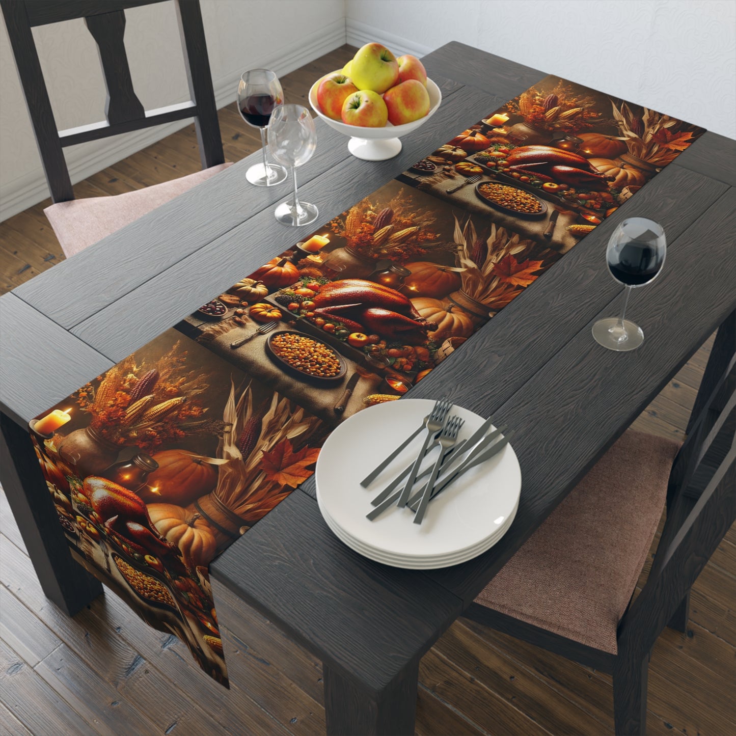 Thanksgiving Dinner Table Runner (Cotton, Poly)