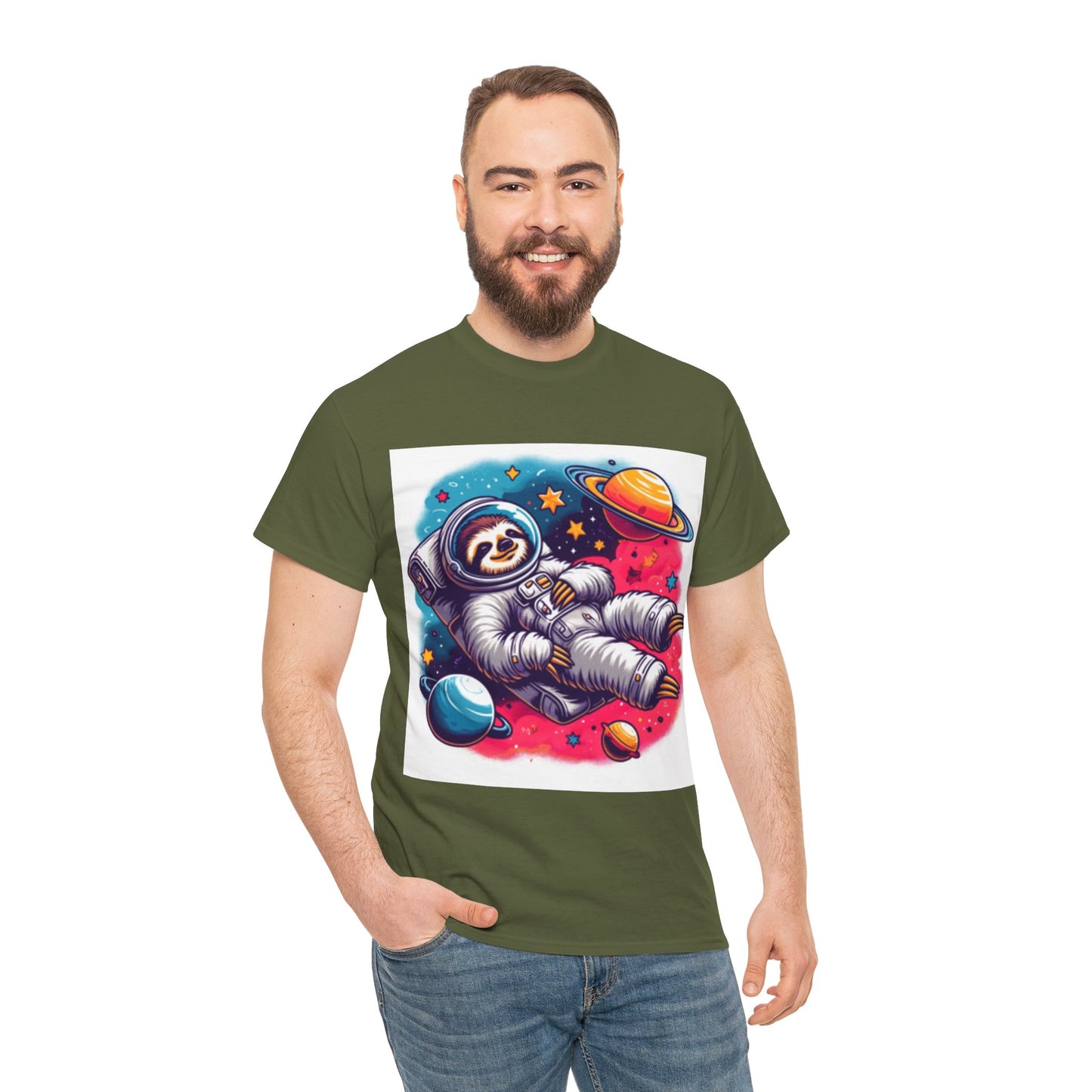 Sloth In Space Unisex Heavy Cotton Tee