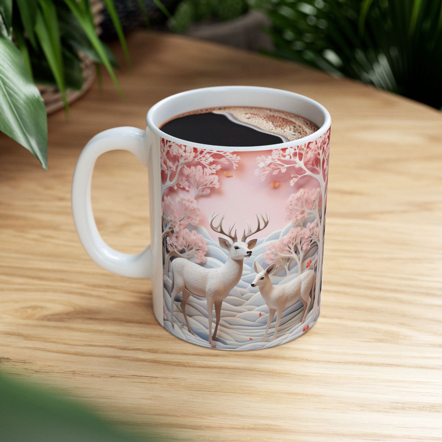 Coquette Deer Ceramic Mug, (11oz, 15oz)