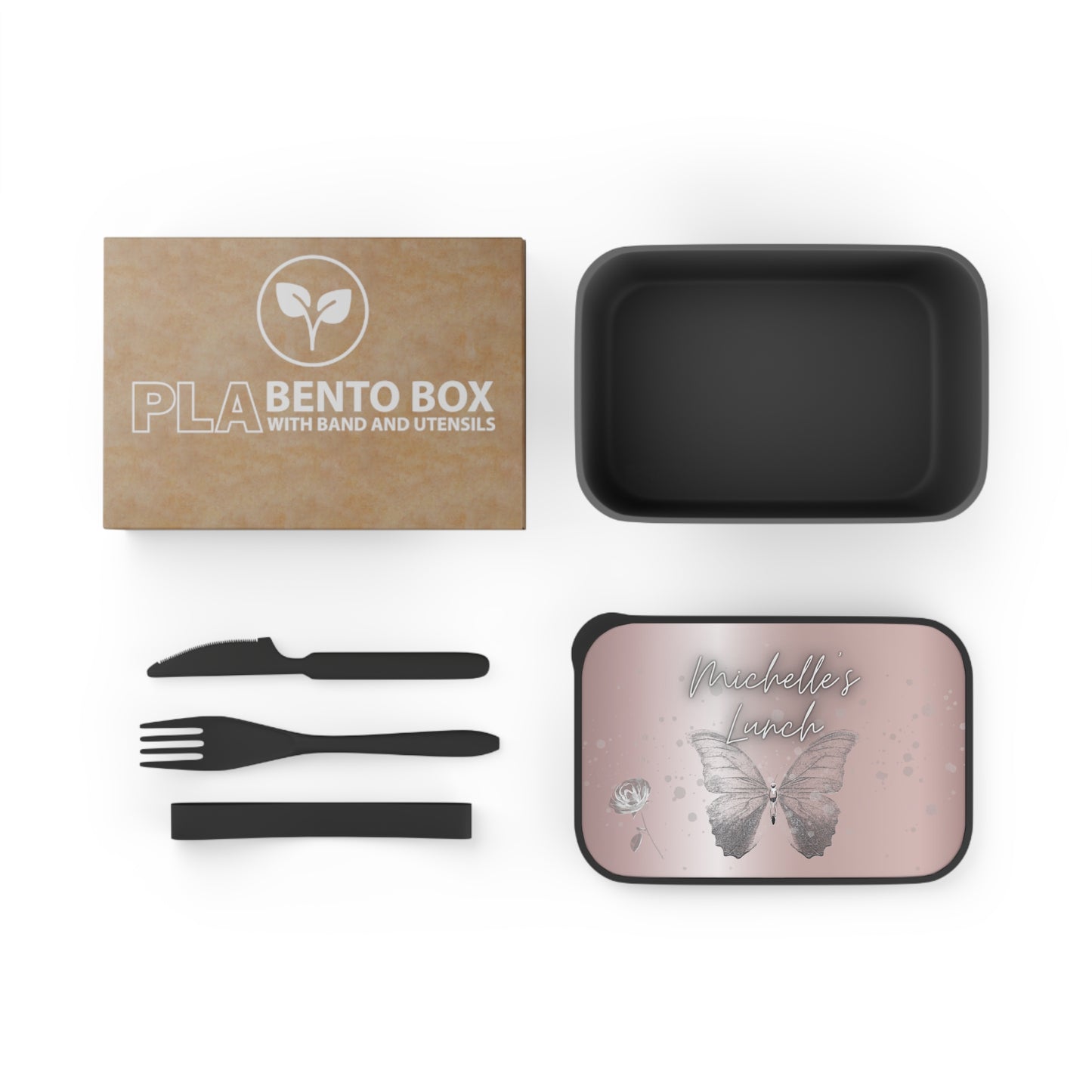 Customizable Female PLA Bento Box with Band and Utensils